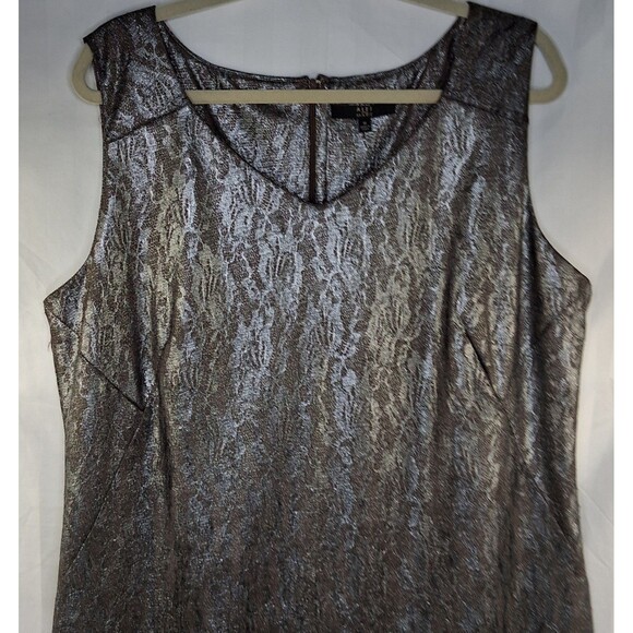 Alex Marie Silver Shimmer Sheath Dress Formal Holiday Date Night Size 16 - Picture 3 of 11